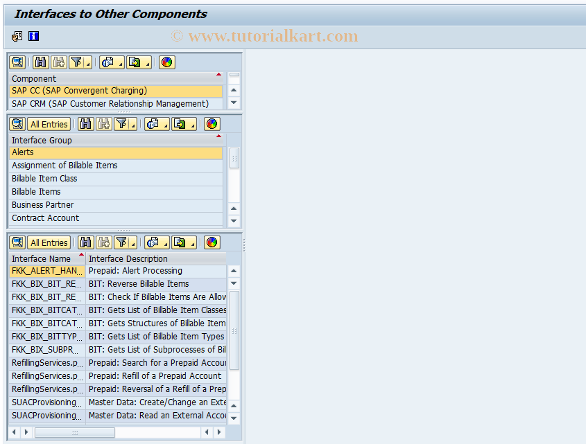 SAP TCode FQINTF - Display of Interfaces