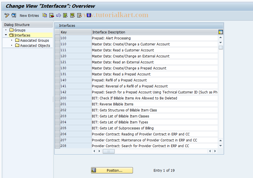 SAP TCode FQINTF_CUST - Configuration of Interface Display