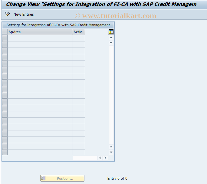 SAP TCode FQK52 - Central Credit Management Setting