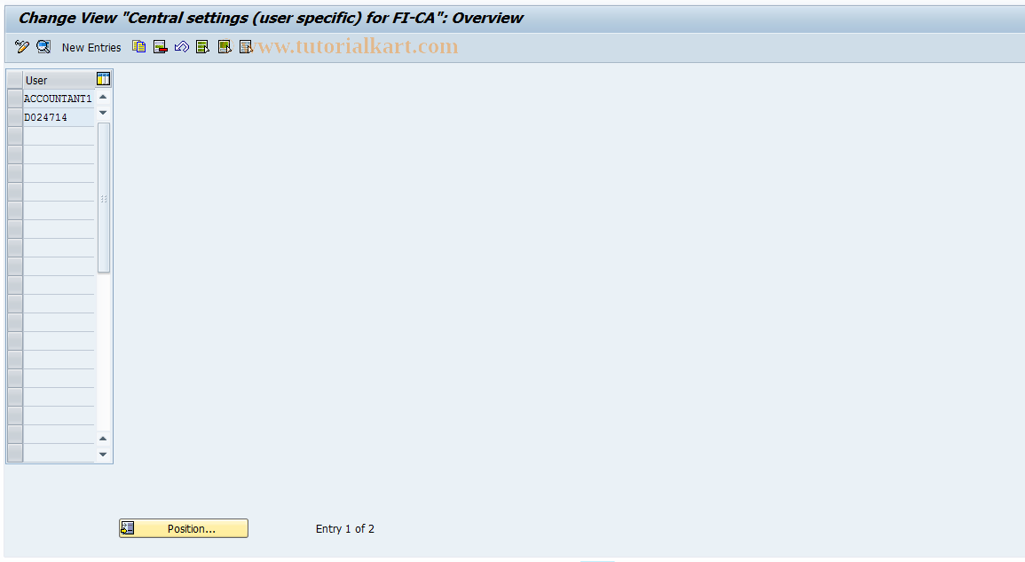 SAP TCode FQKB - Document: User Settings