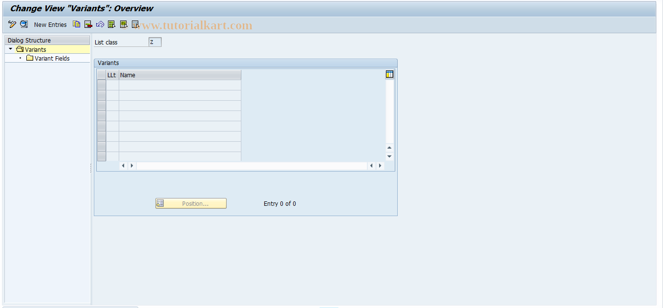 SAP TCode FQKPZ - Payment Lot: Line Layout Variants