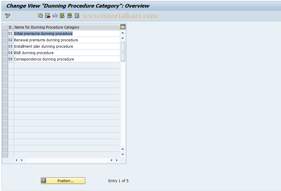 SAP TCode FQM8 - FI-CA Dunning - Customer Dunn.Procurement Types