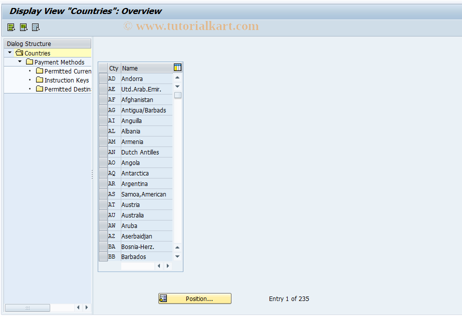 SAP TCode FQP1 - Define Payment Methods