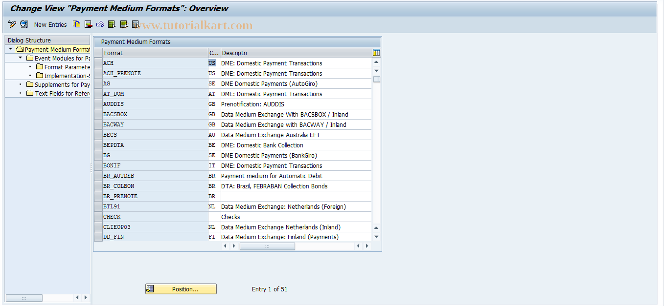 SAP TCode FQP3 - Payment Medium Formats