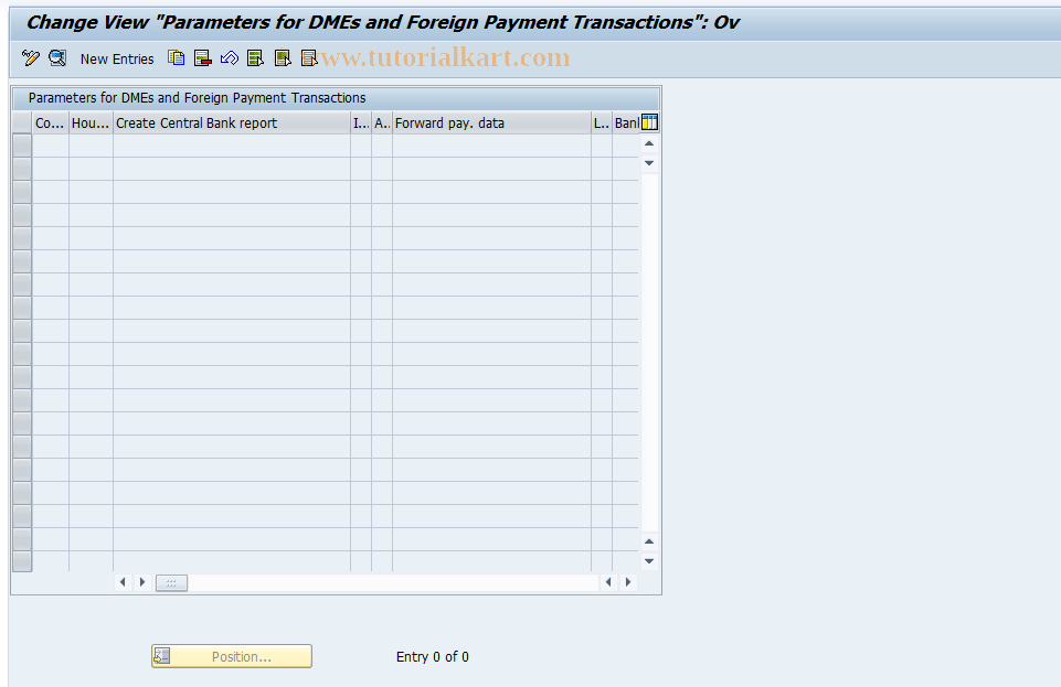 SAP TCode FQP9 - DME Foreign Payment Transactions