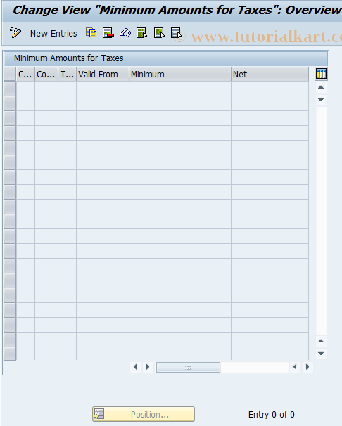 SAP TCode FQTAXMIN - C FI-CA Maintenance Table TFKTAXMIN