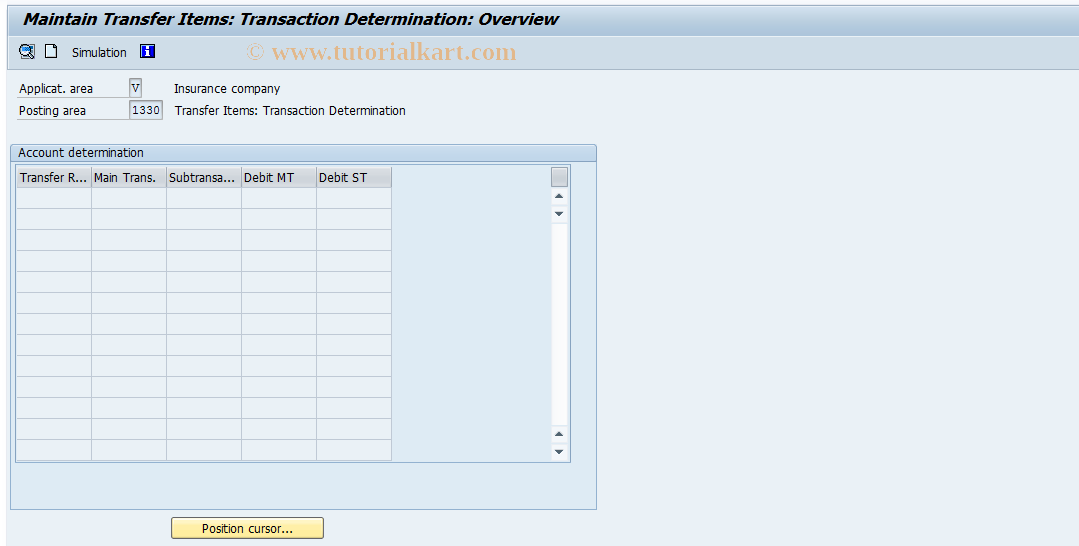 SAP TCode FQU2 - Transfer Items: Transaction Determination