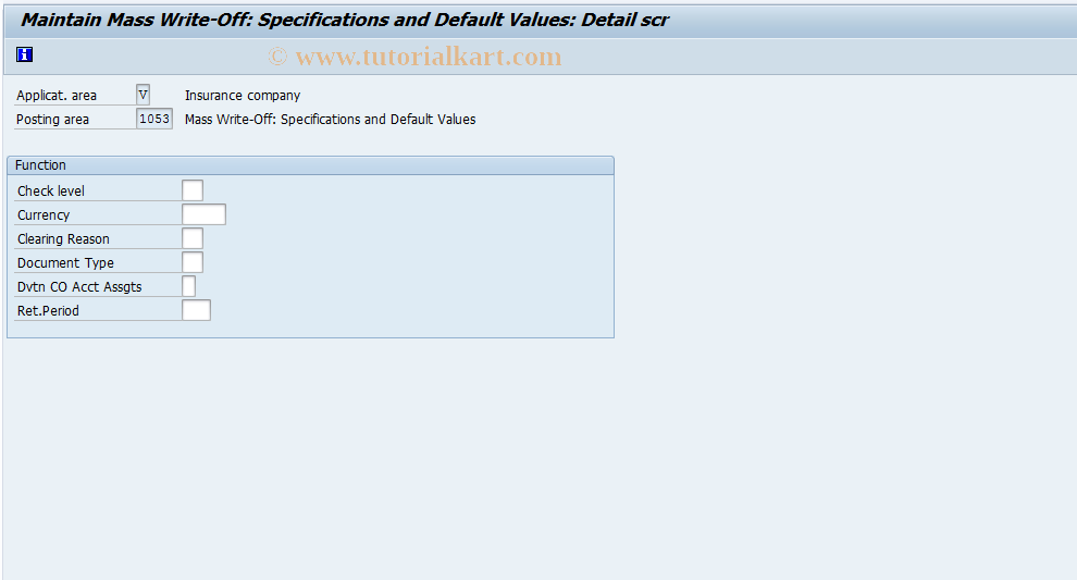 SAP TCode FQZ03 - FI-CA: Mass Write-Off Specifications