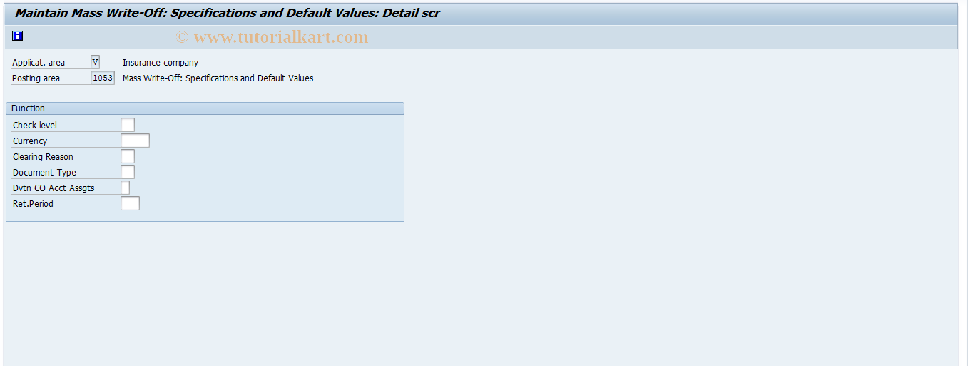 SAP TCode FQZ04M - Mass W/Off: Specific and Default Vals