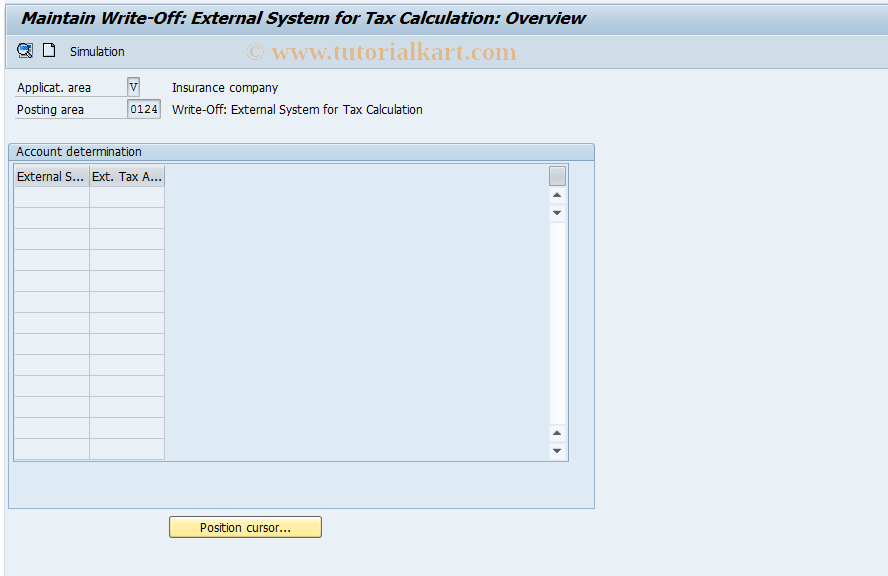 SAP TCode FQZ04W - External System for Tax Calculation