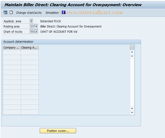SAP TCode FQZ1074 - BD: Overpayment Clearing Account