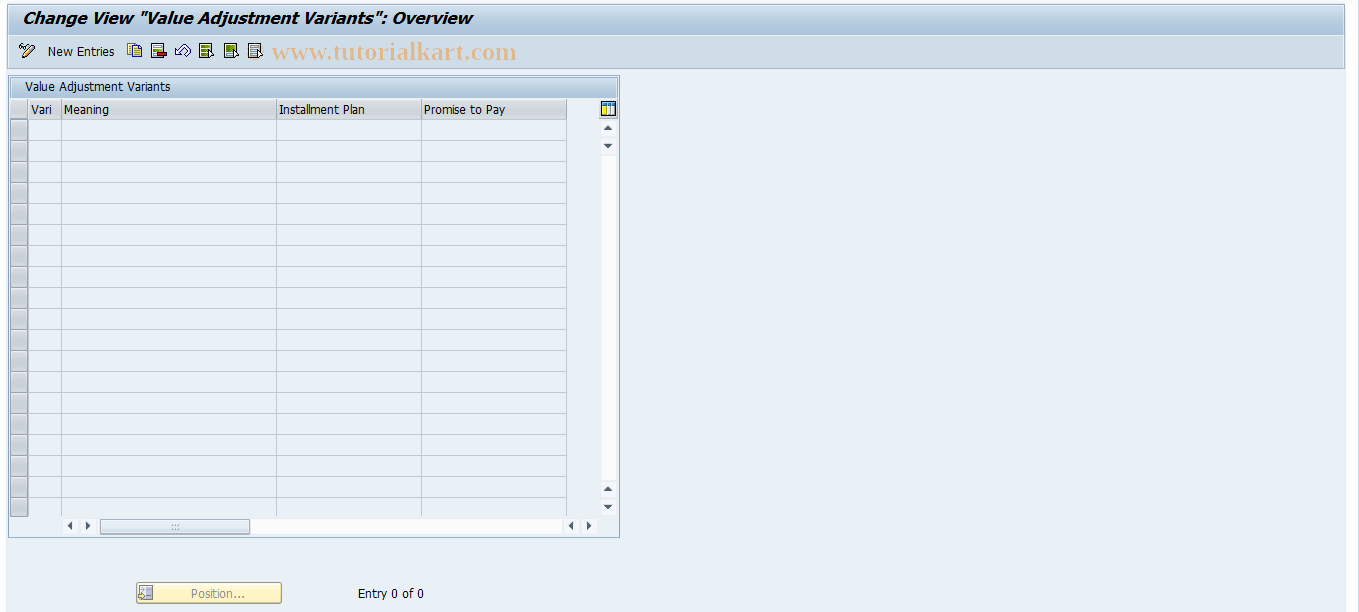 SAP TCode FQZ2B - Maintenance of Table TFKZVARI