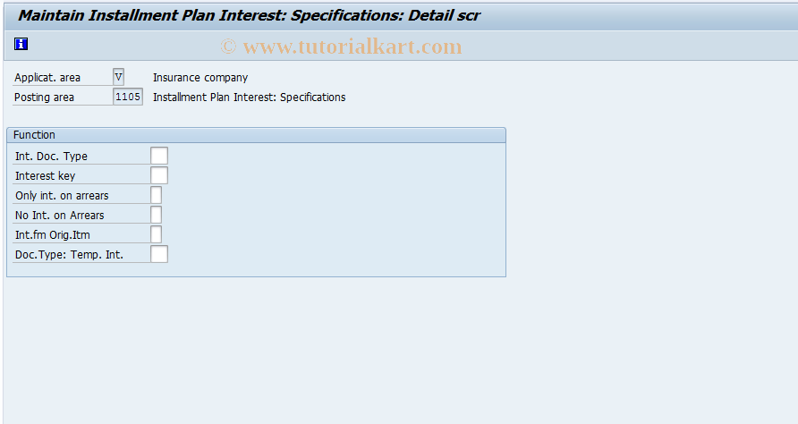 SAP TCode FQZZ - FI-CA: Instal.Plan Interest Spec.
