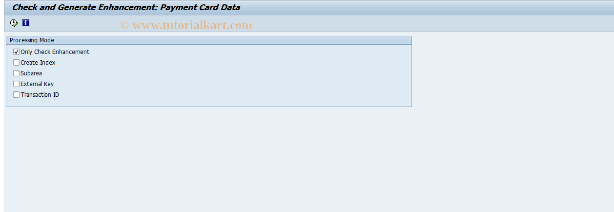 SAP TCode FQ_ENH_CCARD - Create Enhancement: Payment Cards
