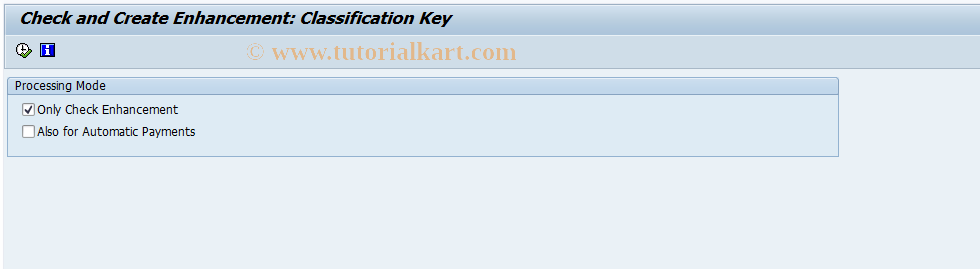 SAP TCode FQ_ENH_OPORD - Create Enhancement: Classificatn Key