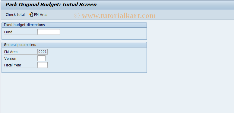 SAP TCode FR61 - Park Original Budget