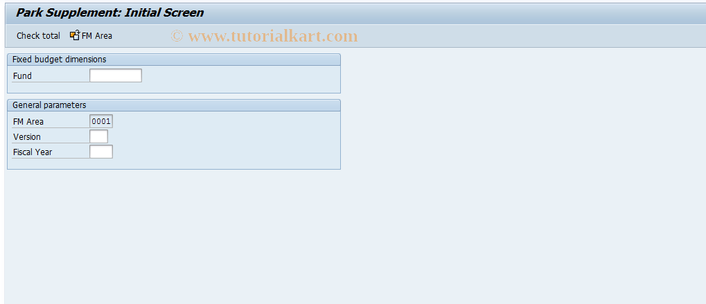 SAP TCode FR63 - Park Supplement