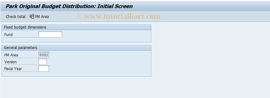 SAP TCode FR65 - Park Original Budget Distribution