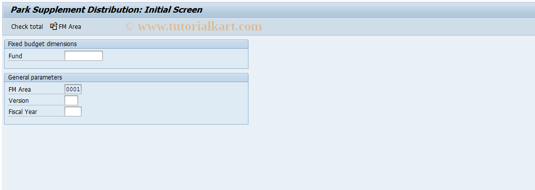 SAP TCode FR67 - Park Supplement Distribution