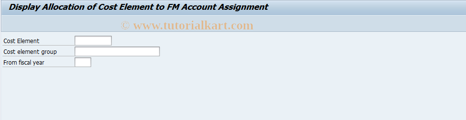 SAP TCode FRC2 - Display Cost Element -> FM Account Asgt