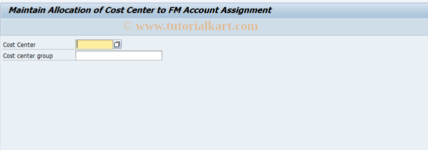 SAP TCode FRC3 - Maintain Cost Center -> FM Act Asgmt