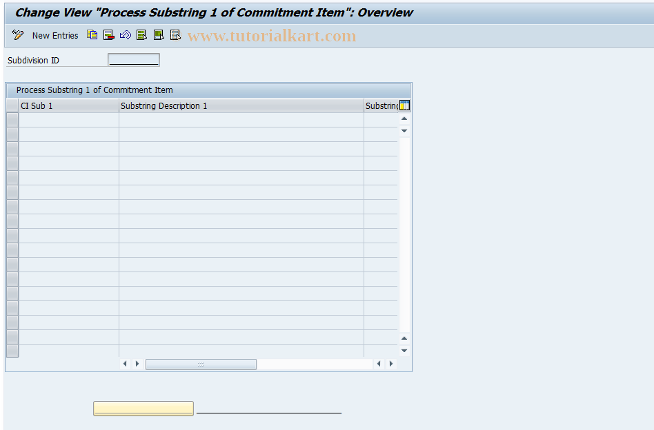 SAP TCode FRCISUB1 - Process Substring1 Commitment Item