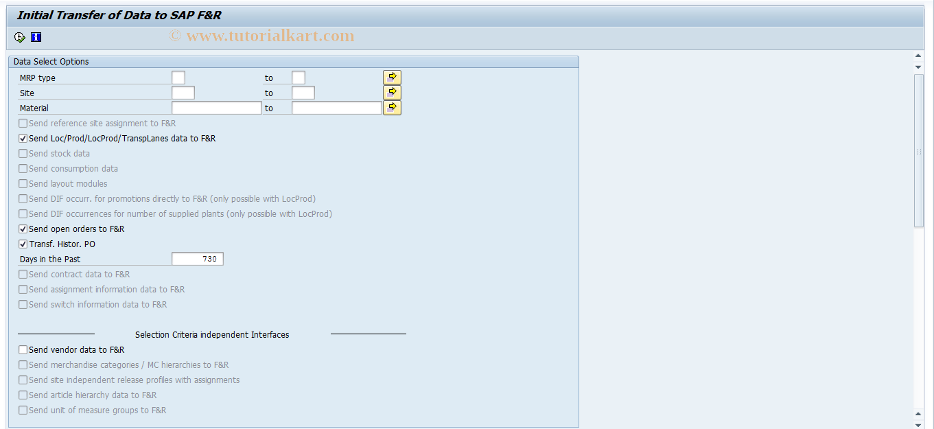 SAP TCode FRE01 - Initial Transfer of Data to F&R