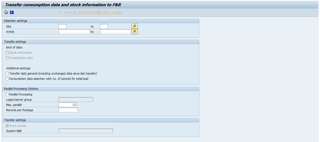 SAP TCode FRE03 - Transfer Time Series Data