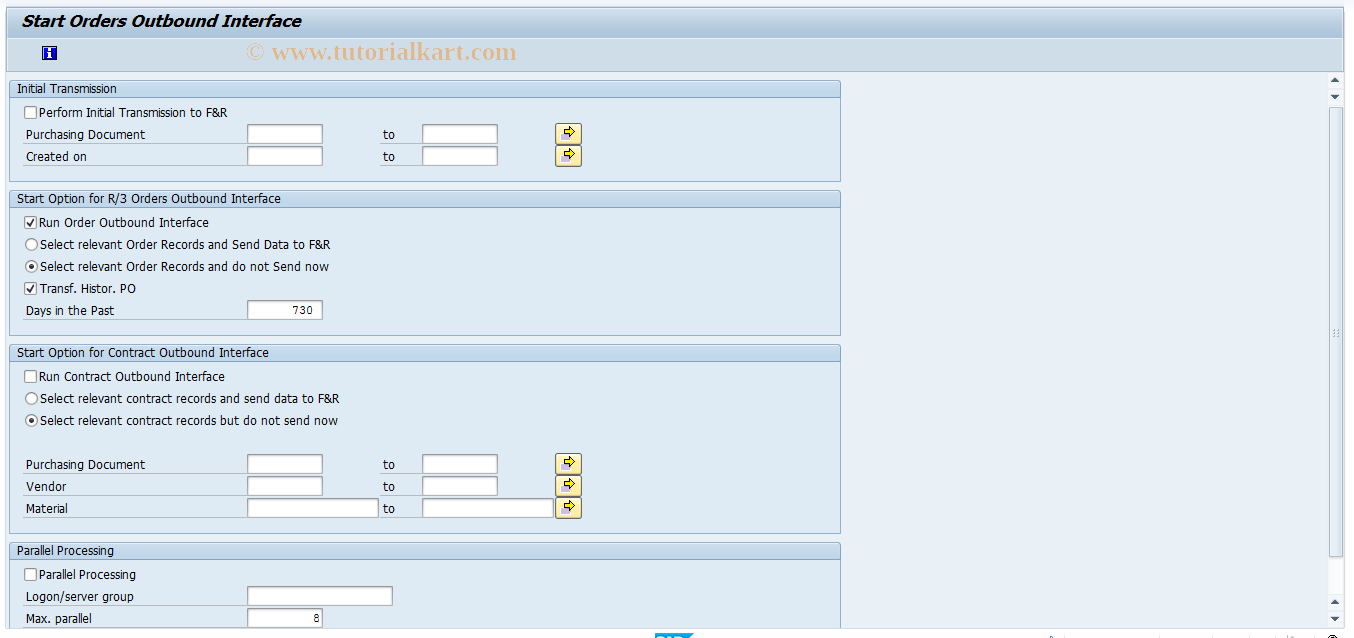 SAP TCode FRE04 - Transfer Open Orders to F&R