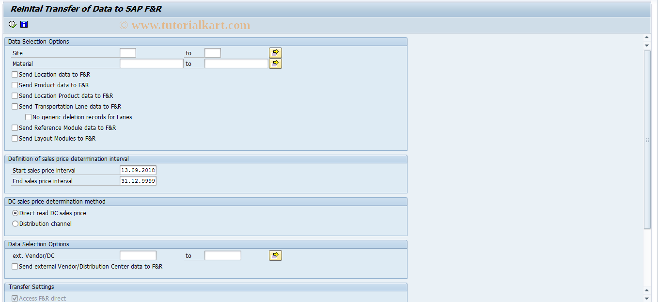 SAP TCode FRE07 - Re-initial Transfer of Data