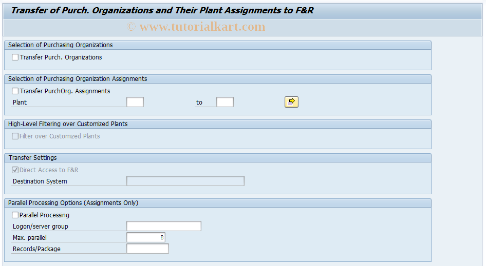 SAP TCode FRE19 -  Transaction P.Org + P.Org Assignment to F&R