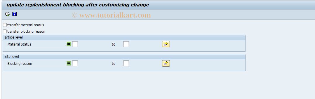 SAP TCode FRE23 - Upd. Repl. Block. After Customer Change