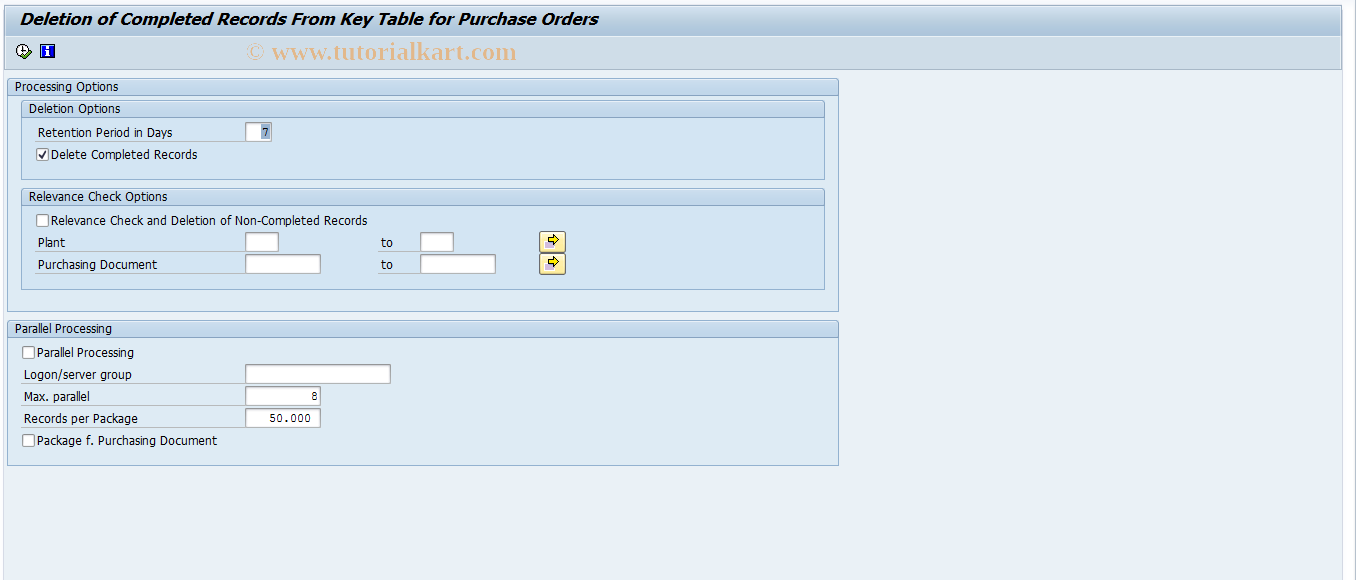 SAP TCode FRE34 - Maintenance of Table FRE_OP_PO_KEY