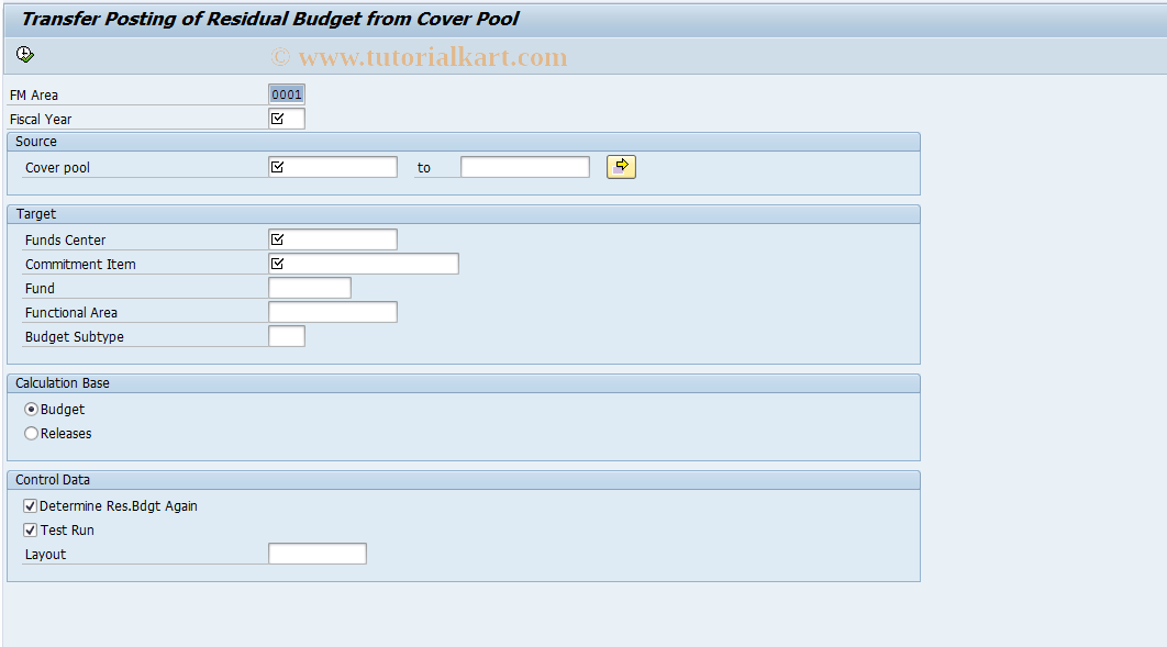 SAP TCode FRH7 - Transfer of Residl Bdgts from CoverP