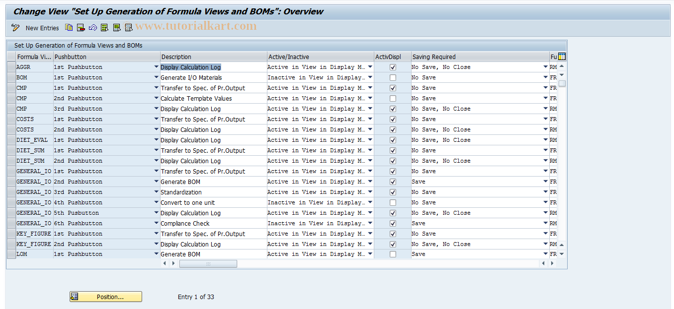 SAP TCode FRMLC02 - Customiz.: Formula Conversion Assig.