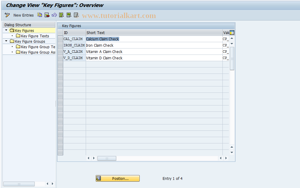 SAP TCode FRMLC35 - Customizing for Key Figures