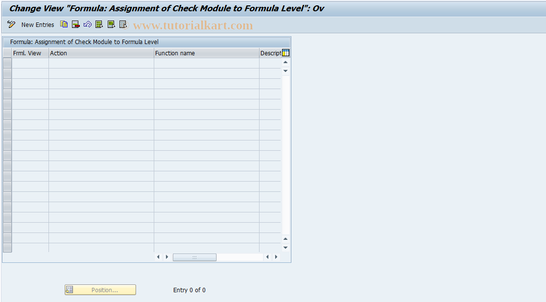 SAP TCode FRMLC47 - Customizing Assignmt ChkMod./ F.Lev.