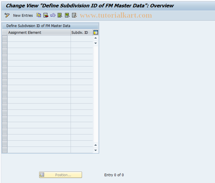 SAP TCode FRSTRID - Define Subdivision