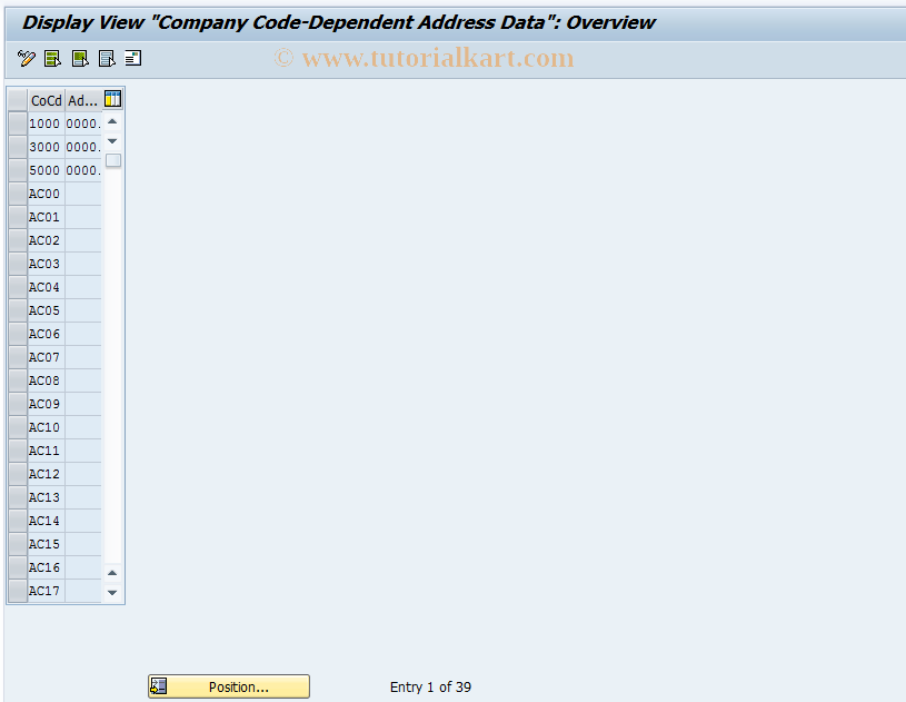 SAP TCode FSAA - Display Address for Bal.Confirmatns