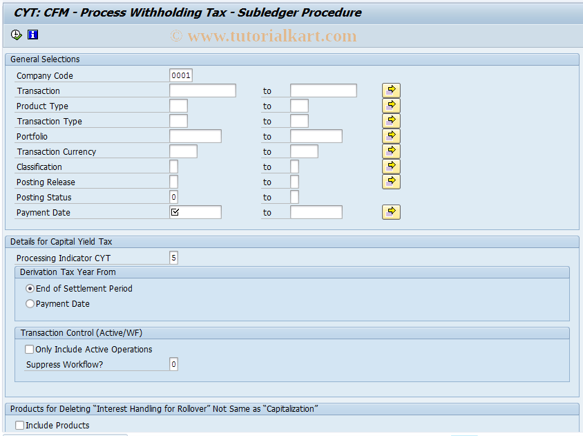 SAP TCode FSCYT_CFM_TAX_APO - CFMReverse Withholding Tax Subledger