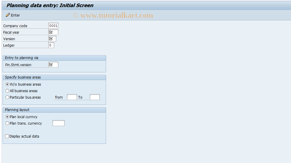 SAP TCode FSE5N - Maintain Planning