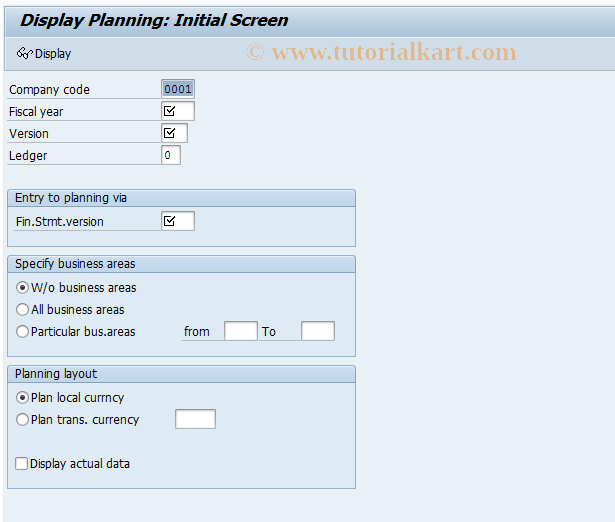 SAP TCode FSE6N - Display Planning
