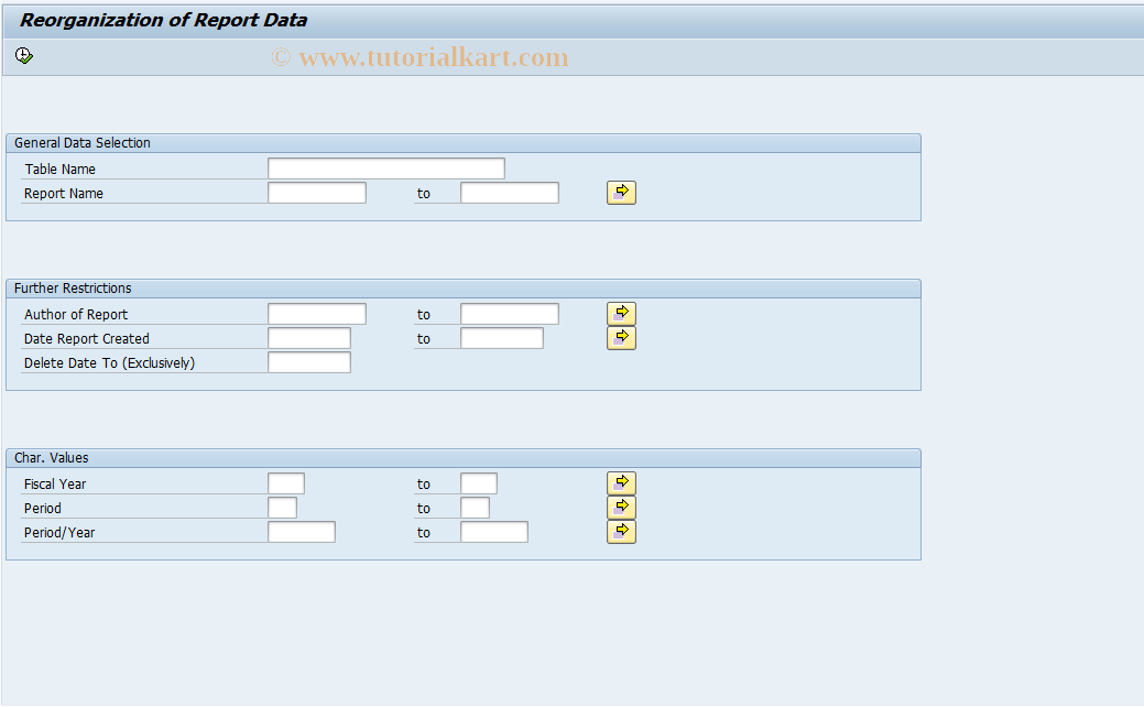 SAP TCode FSIY - Reorganize report data