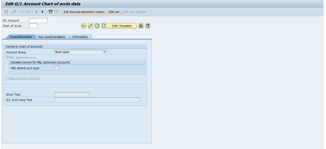 SAP TCode FSP0 - G/L acct master record in chrt/accts