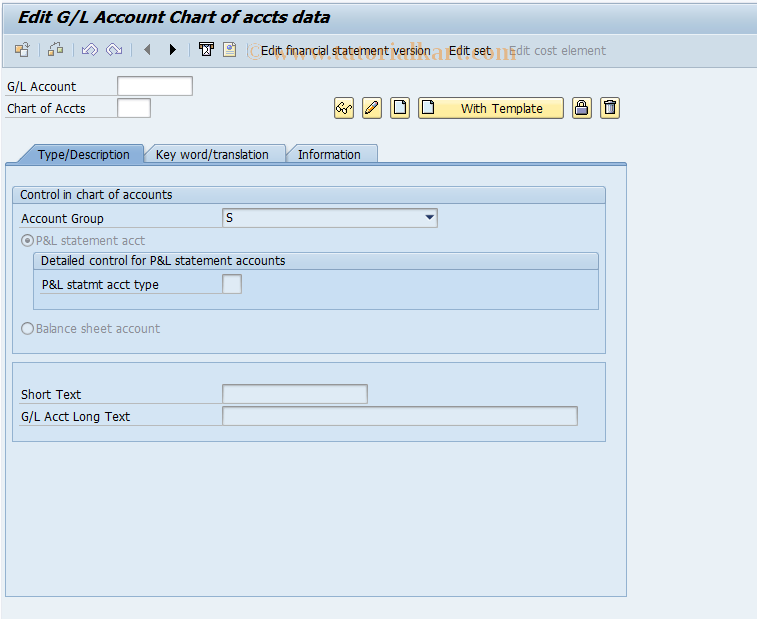 SAP TCode FSP2 - Change Master Record in Chart/Accounts