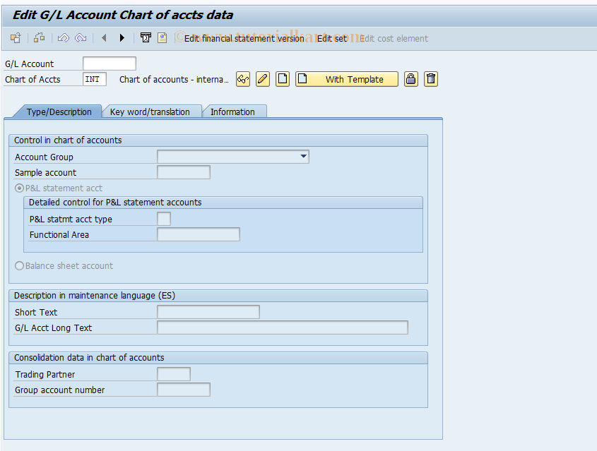 SAP TCode FSP3 - Display Master Record in Chart/Accounts