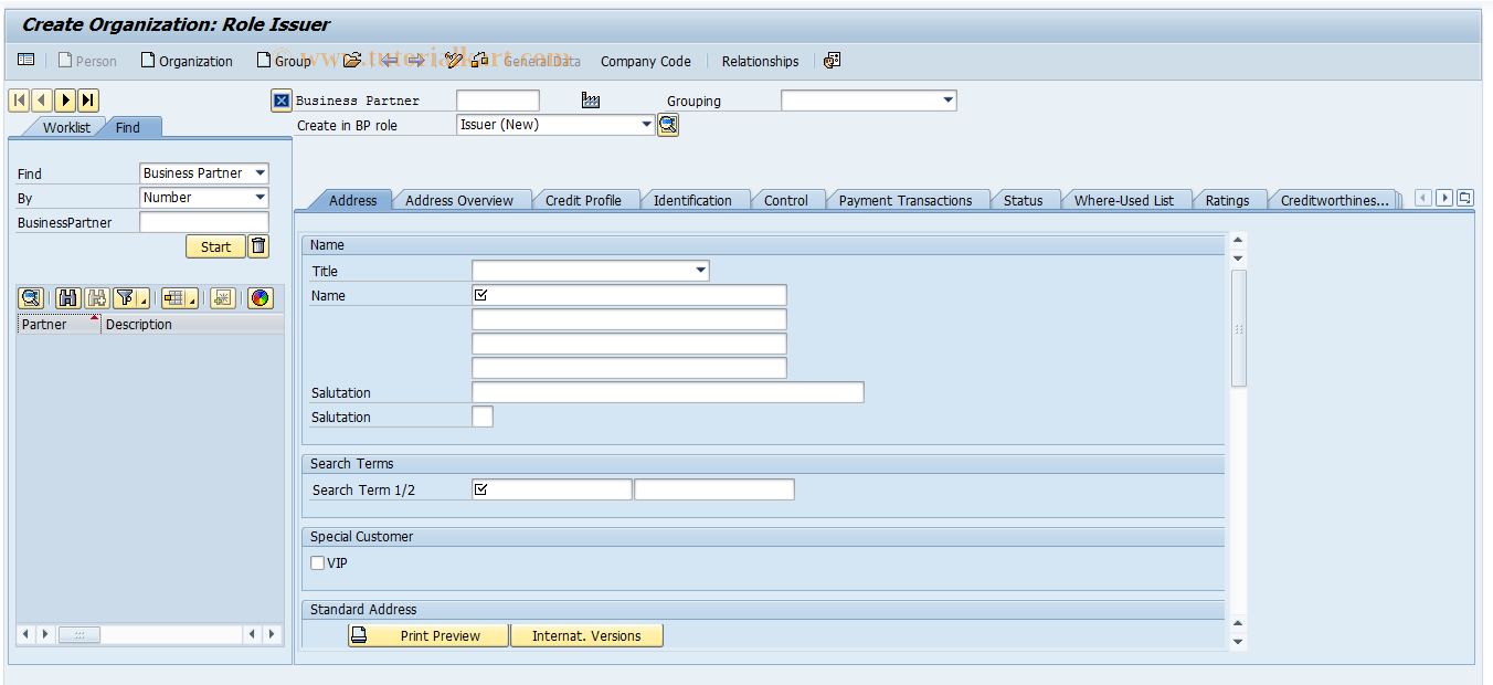 SAP TCode FTB01501 - Create Issuer