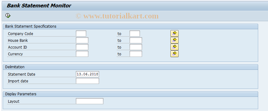 SAP TCode FTE_BSM - Bank Statement Monitor