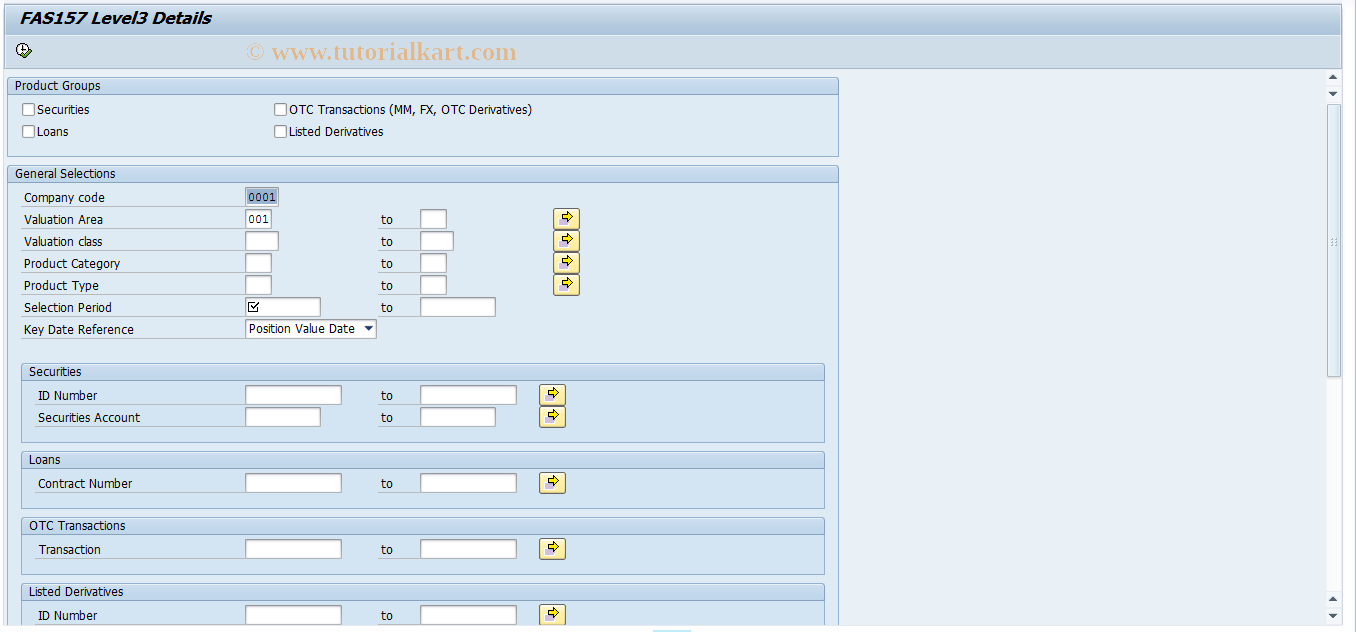 SAP TCode FTI_FAS157_LEVEL3 - Level3 details report