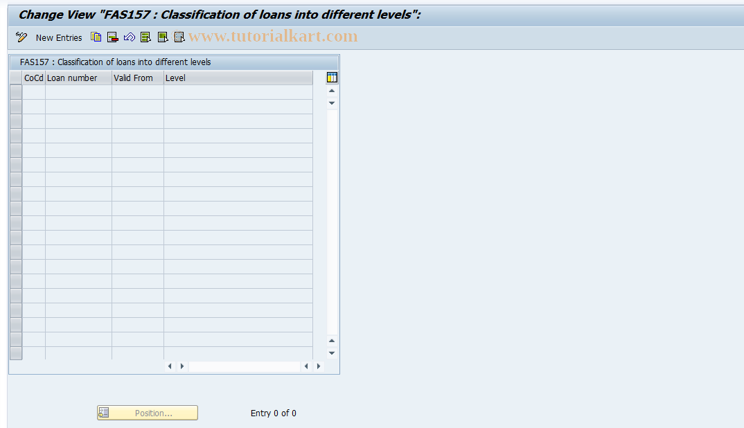 SAP TCode FTI_FAS157_LEV_LOAN - Maintain levels for Securities